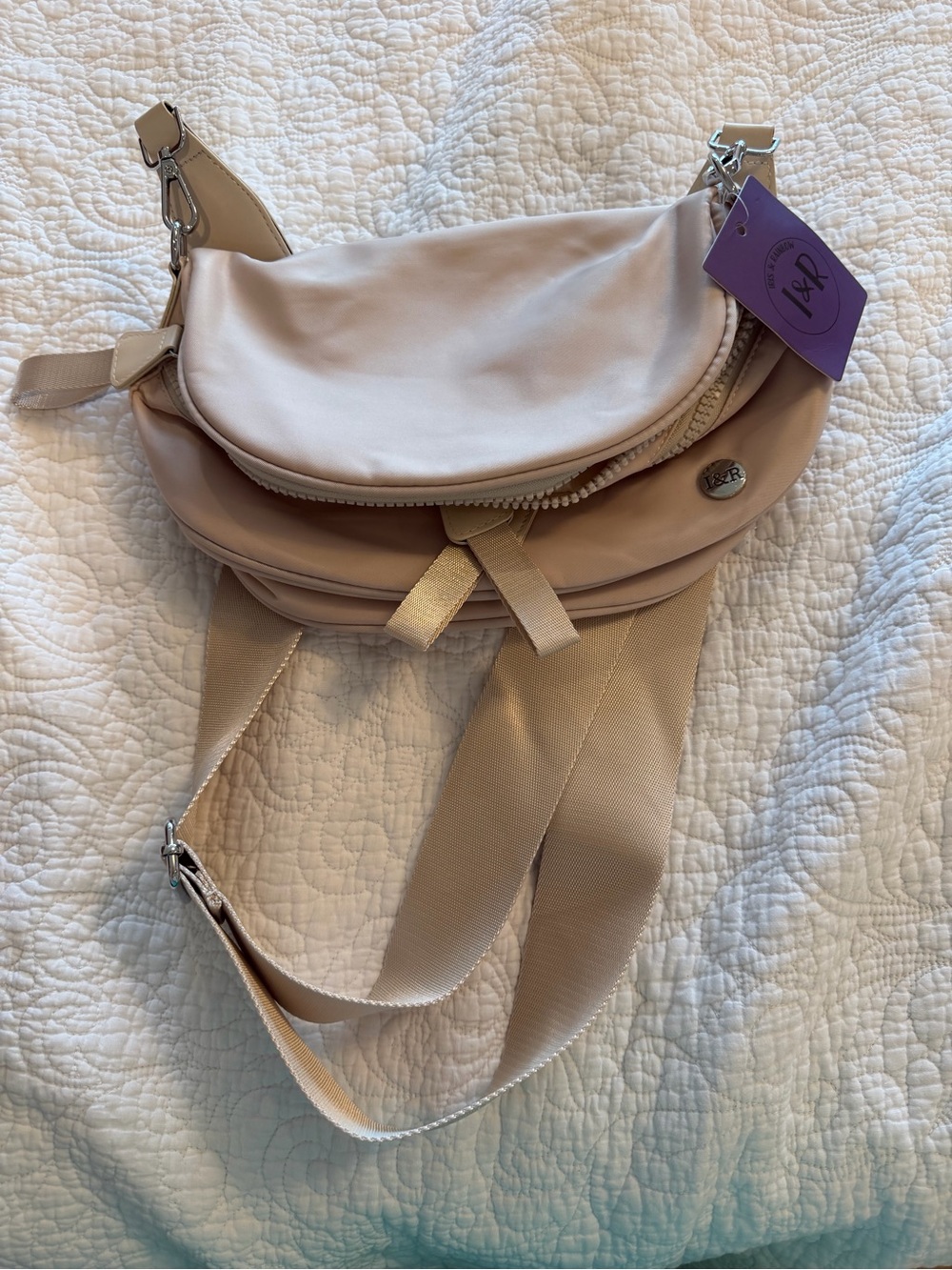 Light Beige Crossbody Sling Bag by V & R